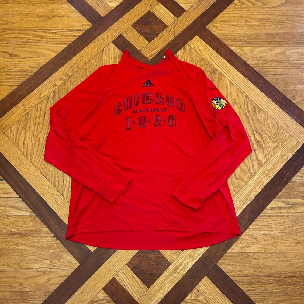 (XL) 1926 Adidas Blackhawks Hockey Long Sleeve